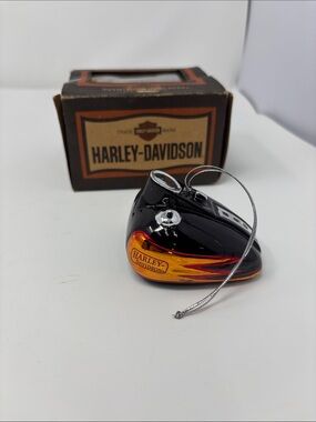 Harley-Davidson Black with Orange & Yellow Flame Tank Ornament